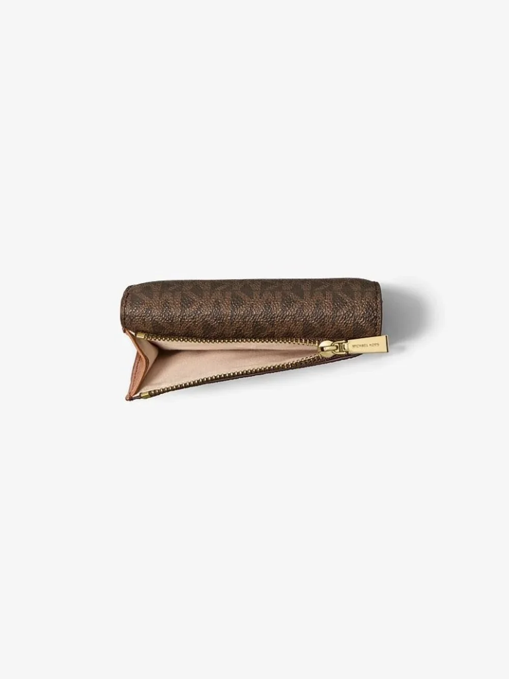 Michael Kors Jet Set Signature Logo Print XS Tri-Fold Wallet Brown / Acorn NWT